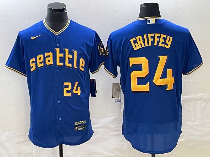 Men%27s Seattle Mariners #24 Ken Griffey Number Blue 2023 City Connect Flex Base Stitched Jerseys->seattle mariners->MLB Jersey
